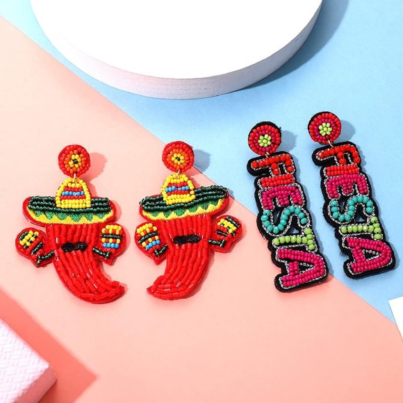 CABO MEXICO TACO THEME GIFT - NEW Earrings Money Pouch Spring Break - Picture 5 of 7